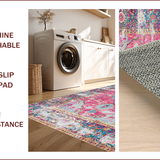 Ultra Soft Area Rug, Non Slip, Stain Resistant, Washable Area Rugs for Living Room, Bedroom, Rustic Distressed Geometric Elegance(Pink)