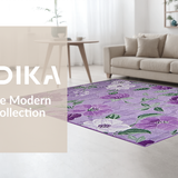 Ultra Soft Area Rug, Non Slip, Stain Resistant, Washable Area Rugs for Living Room, Bedroom, Chic Transitional Symmetrical Waves(Purple)