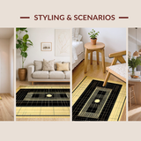 Ultra Soft Area Rug, Non Slip, Stain Resistant, Washable Area Rugs for Living Room, Bedroom, Sophisticated Urban Linear Patterns(Gold)