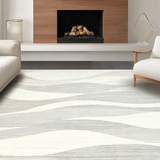 Ultra Soft Area Rug, Non Slip, Stain Resistant, Washable Area Rugs for Living Room, Bedroom, Innovative Cream Raised Line Geometry(Beige)