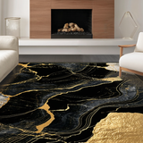 Ultra Soft Area Rug, Non Slip, Stain Resistant, Washable Area Rugs for Living Room, Bedroom, Refined Black Abstract Style(Black)