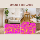 Ultra Soft Area Rug, Non Slip, Stain Resistant, Washable Area Rugs for Living Room, Bedroom, Playful Multicolor Graphic Arrangement(Pink)