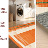 Ultra Soft Area Rug, Non Slip, Stain Resistant, Washable Area Rugs for Living Room, Bedroom, Vibrant Earthy Geometric Motif(Orange)