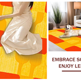 Ultra Soft Area Rug, Non Slip, Stain Resistant, Washable Area Rugs for Living Room, Bedroom, Artful Cookie Motif with Cheerful Hues(Orange)