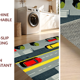 Ultra Soft Area Rug, Non Slip, Stain Resistant, Washable Area Rugs for Living Room, Bedroom, Vibrant Urban Traffic Theme Rug(Gray)
