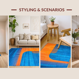 Ultra Soft Area Rug, Non Slip, Stain Resistant, Washable Area Rugs for Living Room, Bedroom, Stylish Watercolor Inspired Motif(Orange)