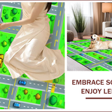 Ultra Soft Area Rug, Non Slip, Stain Resistant, Washable Area Rugs for Living Room, Bedroom, Interactive Roadway Exploration Theme(Green)