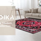 Ultra Soft Area Rug, Non Slip, Stain Resistant, Washable Area Rugs for Living Room, Bedroom, Vibrant Retro Ogee Style Rug(Red)