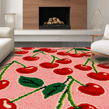 Ultra Soft Area Rug, Non Slip, Stain Resistant, Washable Area Rugs for Living Room, Bedroom, Charming Red and Green Theme(Red)