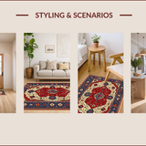 Ultra Soft Area Rug, Non Slip, Stain Resistant, Washable Area Rugs for Living Room, Bedroom, Traditional Vivid Entryway Antique-Inspired Carpet(Red)