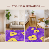 Ultra Soft Area Rug, Non Slip, Stain Resistant, Washable Area Rugs for Living Room, Bedroom, Charming Purple Floral Accent(Purple)