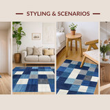 Ultra Soft Area Rug, Non Slip, Stain Resistant, Washable Area Rugs for Living Room, Bedroom, Dynamic Colorful Geometric Arrangement(Blue)