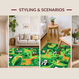 Ultra Soft Area Rug, Non Slip, Stain Resistant, Washable Area Rugs for Living Room, Bedroom, Fun and Quirky Zoo Inspired Style(Green)