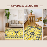 Ultra Soft Area Rug, Non Slip, Stain Resistant, Washable Area Rugs for Living Room, Bedroom, Bright Contemporary Mosaic Influence(Yellow)