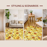 Ultra Soft Area Rug, Non Slip, Stain Resistant, Washable Area Rugs for Living Room, Bedroom, Elegant Yellow Botanical Motif(Yellow)