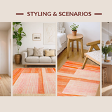 Ultra Soft Area Rug, Non Slip, Stain Resistant, Washable Area Rugs for Living Room, Bedroom, Vibrant Contemporary Abstract Style(Orange)