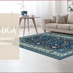 Ultra Soft Area Rug, Non Slip, Stain Resistant, Washable Area Rugs for Living Room, Bedroom, Vintage Boho Oriental Jungle(Blue) - ODIKA
