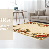 Ultra Soft Area Rug, Non Slip, Stain Resistant, Washable Area Rugs for Living Room, Bedroom, Vintage Floral Non-Slip Dining Room(Beige)