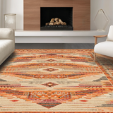 Ultra Soft Area Rug, Non Slip, Stain Resistant, Washable Area Rugs for Living Room, Bedroom, Warm Toned Rustic Woven Elegance(Orange)