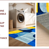 Ultra Soft Area Rug, Non Slip, Stain Resistant, Washable Area Rugs for Living Room, Bedroom, Stylish Modern Brushstroke Design(Blue)