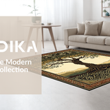 Ultra Soft Area Rug, Non Slip, Stain Resistant, Washable Area Rugs for Living Room, Bedroom, Elegant Gold and Brown Harmony(Brown)