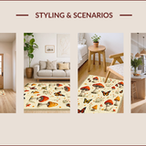 Ultra Soft Area Rug, Non Slip, Stain Resistant, Washable Area Rugs for Living Room, Bedroom, Unique Mushroom Spring Kitchen Decor(Beige)
