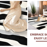 Ultra Soft Area Rug, Non Slip, Stain Resistant, Washable Area Rugs for Living Room, Bedroom, Elegant Black and White Striped Outdoor Rug for Contemporary Decor(Black)