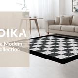 Ultra Soft Area Rug, Non Slip, Stain Resistant, Washable Area Rugs for Living Room, Bedroom, Rustic Twisted Checker Design(Black)