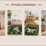 Ultra Soft Area Rug, Non Slip, Stain Resistant, Washable Area Rugs for Living Room, Bedroom, Rustic Earthy Wildlife Motifs(Green)