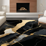 Ultra Soft Area Rug, Non Slip, Stain Resistant, Washable Area Rugs for Living Room, Bedroom, Sophisticated Mixed Texture Arrangement(Black)
