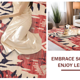 Ultra Soft Area Rug, Non Slip, Stain Resistant, Washable Area Rugs for Living Room, Bedroom, Contemporary Bold Medallion Design(Red)