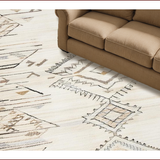 Ultra Soft Area Rug, Non Slip, Stain Resistant, Washable Area Rugs for Living Room, Bedroom, Elegant Earthy Tiled Aesthetic(Beige)
