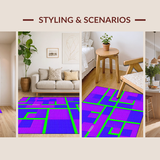 Ultra Soft Area Rug, Non Slip, Stain Resistant, Washable Area Rugs for Living Room, Bedroom, Playful Educational Patchwork Motif(Purple)