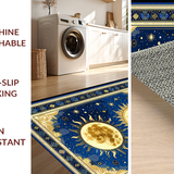 Ultra Soft Area Rug, Non Slip, Stain Resistant, Washable Area Rugs for Living Room, Bedroom, Whimsical Gold and White Tiled Pattern(Blue)