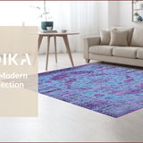 Ultra Soft Area Rug, Non Slip, Stain Resistant, Washable Area Rugs for Living Room, Bedroom, Rustic Violet Geometric Fusion(Blue)
