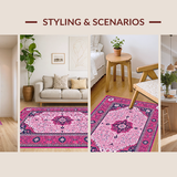 Ultra Soft Area Rug, Non Slip, Stain Resistant, Washable Area Rugs for Living Room, Bedroom, Vibrant Geometric Decorative Statement(Pink)