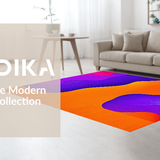 Ultra Soft Area Rug, Non Slip, Stain Resistant, Washable Area Rugs for Living Room, Bedroom, Radiant Color Burst Fluidity Concept(Orange)