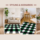 Elegant White Checkered Farmhouse Aesthetic(Green)