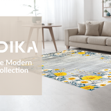 Ultra Soft Area Rug, Non Slip, Stain Resistant, Washable Area Rugs for Living Room, Bedroom, Playful Cozy Flower Arrangement(Gray)