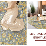 Ultra Soft Area Rug, Non Slip, Stain Resistant, Washable Area Rugs for Living Room, Bedroom, Luxurious Gold-Hued Botanical Design(Gray)