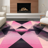 Ultra Soft Area Rug, Non Slip, Stain Resistant, Washable Area Rugs for Living Room, Bedroom, Vibrant Geometric Color Block(Pink)