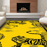 Ultra Soft Area Rug, Non Slip, Stain Resistant, Washable Area Rugs for Living Room, Bedroom, Artistic Yellow Animal Motif(Yellow)