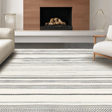 Ultra Soft Area Rug, Non Slip, Stain Resistant, Washable Area Rugs for Living Room, Bedroom, Sophisticated Striped Tribal Influence(Gray)