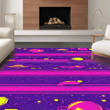 Ultra Soft Area Rug, Non Slip, Stain Resistant, Washable Area Rugs for Living Room, Bedroom, Funky 90s Colorful Tiled Aesthetic(Purple)