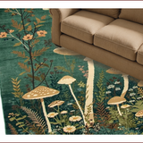 Ultra Soft Area Rug, Non Slip, Stain Resistant, Washable Area Rugs for Living Room, Bedroom, Artistic Earthy Mushroom Motif(Green)