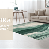 Ultra Soft Area Rug, Non Slip, Stain Resistant, Washable Area Rugs for Living Room, Bedroom, Elegant Sage Green Geometric Motif(Green)