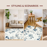 Ultra Soft Area Rug, Non Slip, Stain Resistant, Washable Area Rugs for Living Room, Bedroom, Contemporary Nature-Themed Design(Blue)
