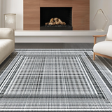 Ultra Soft Area Rug, Non Slip, Stain Resistant, Washable Area Rugs for Living Room, Bedroom, Dynamic Pinstripe Pattern, Crisp Linear Contrasts, Flat Design(Gray)