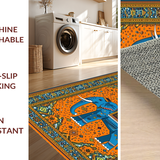 Ultra Soft Area Rug, Non Slip, Stain Resistant, Washable Area Rugs for Living Room, Bedroom, Bold Semi-Circular Statement Piece(Orange)