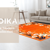 Ultra Soft Area Rug, Non Slip, Stain Resistant, Washable Area Rugs for Living Room, Bedroom, Eclectic Whimsical Garden Design(Orange)